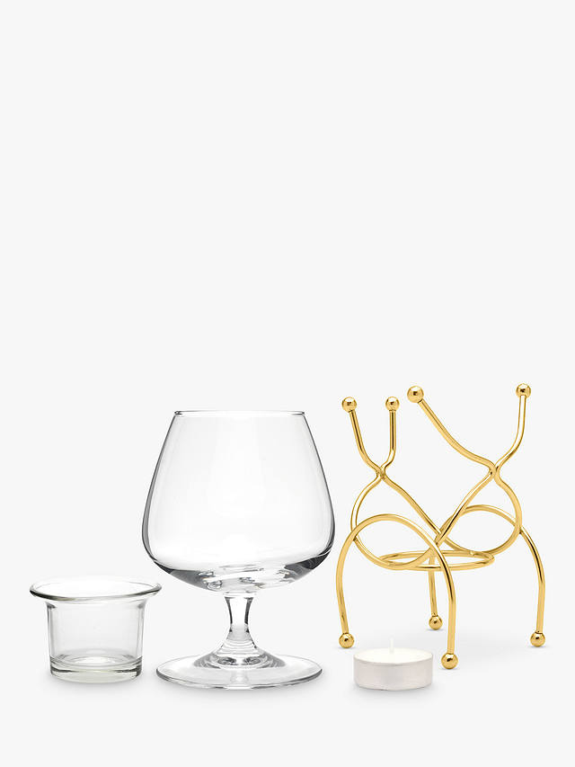 Final Touch Brandy Glass & Warmer Gift Set, Gold