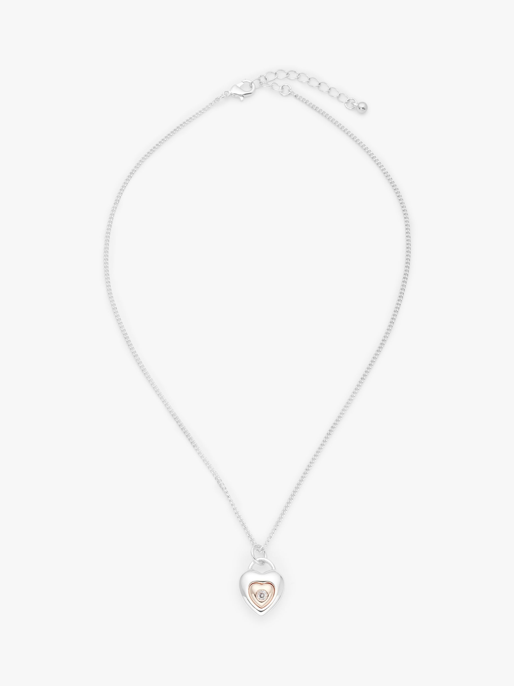 John Lewis & Partners Children's Puff Heart Necklace, Gold/Silver at ...