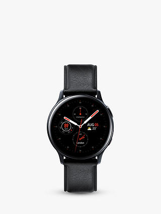 Samsung Galaxy Watch Active 2, 4G Cellular, 40mm, Stainless Steel with Leather Strap