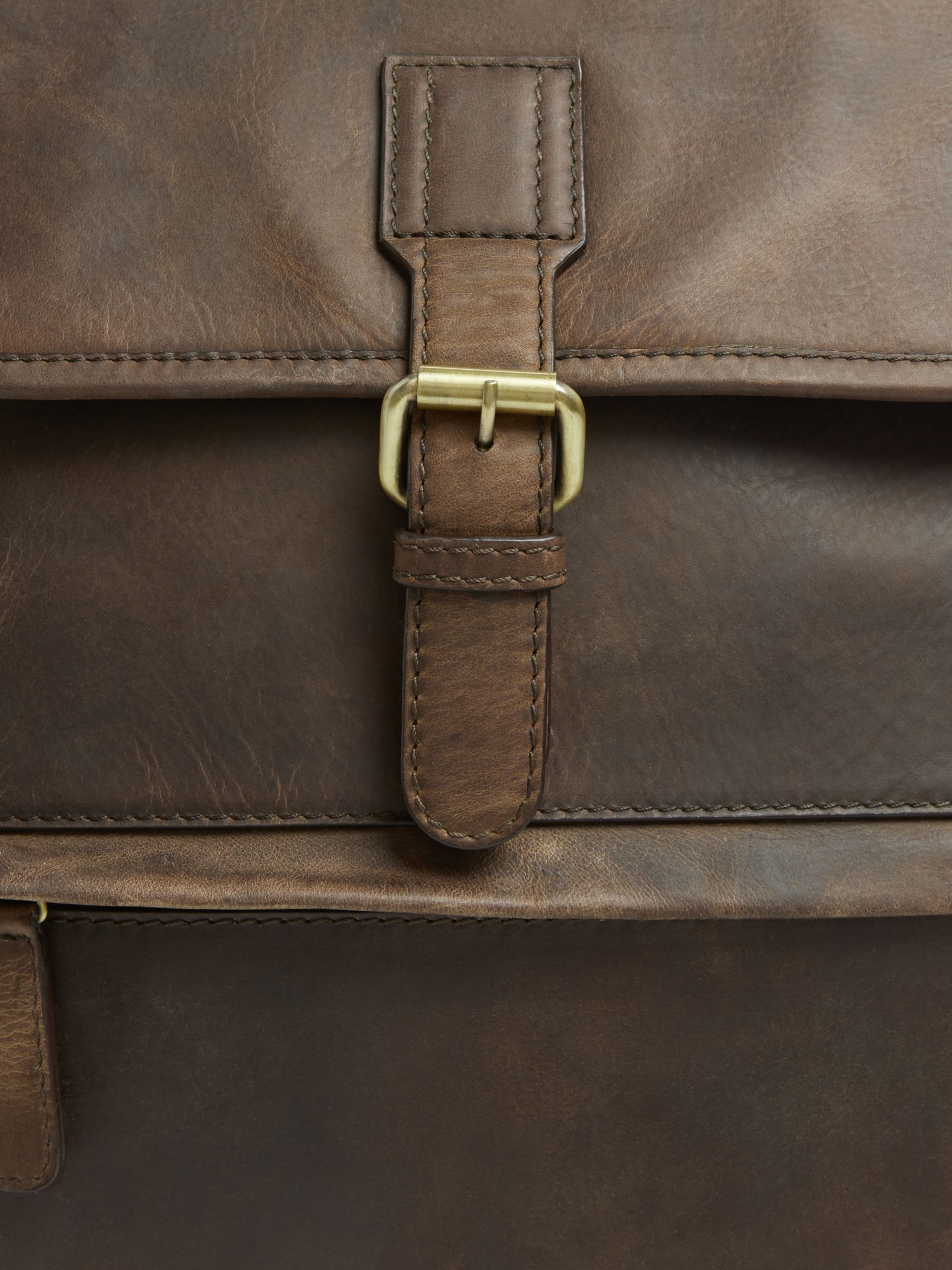 John Lewis Ottawa Oiled Leather Backpack, Brown