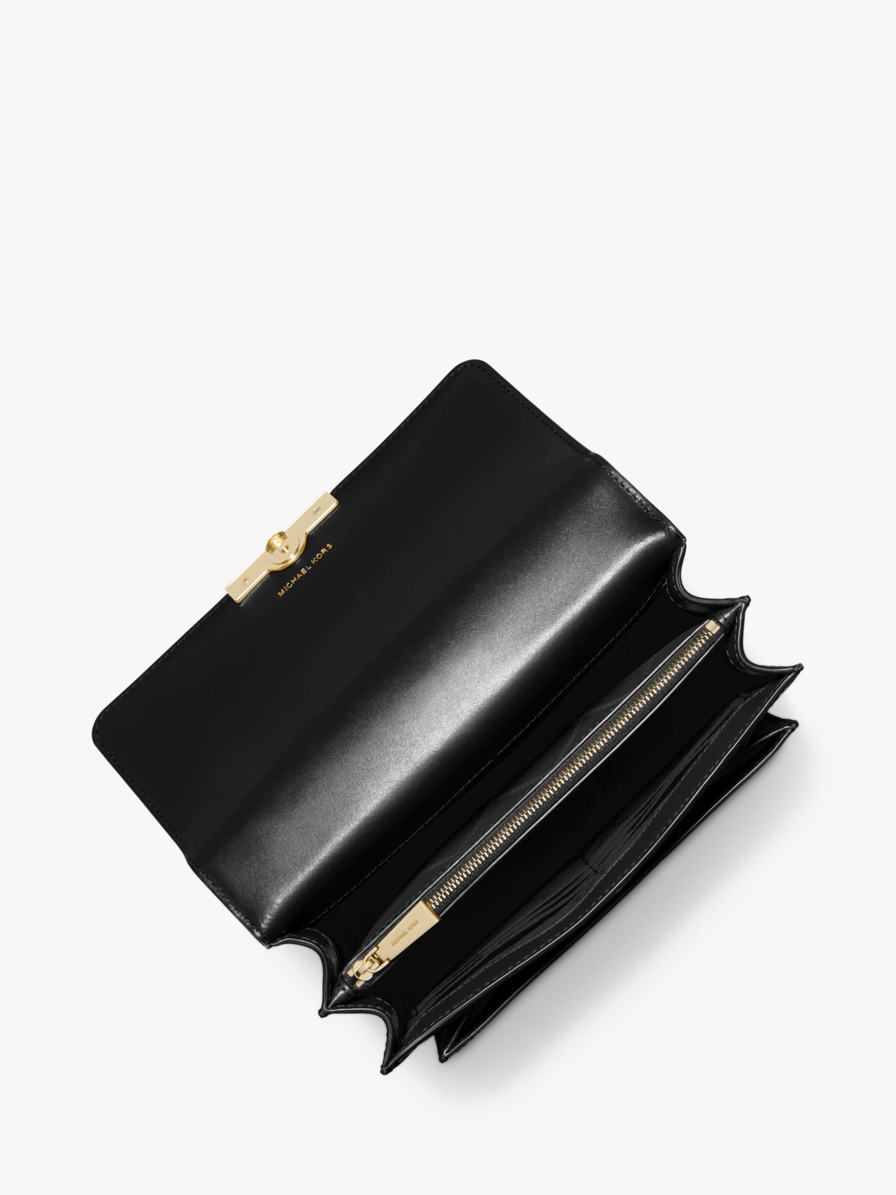 MICHAEL Michael Kors Jade Large Leather Cross Body Bag, Black/Gold at ...