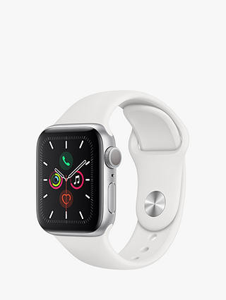 Apple Watch Series 5 GPS, 40mm Silver Aluminium Case with White Sport Band