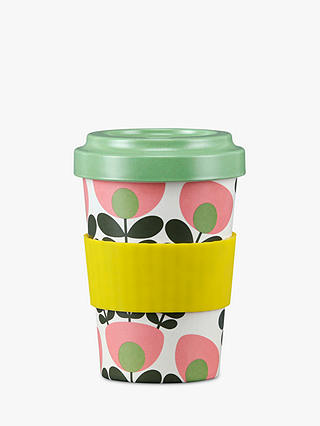 Orla Kiely Flower Stem Bamboo Travel Mug, 500ml, Pink/Mint