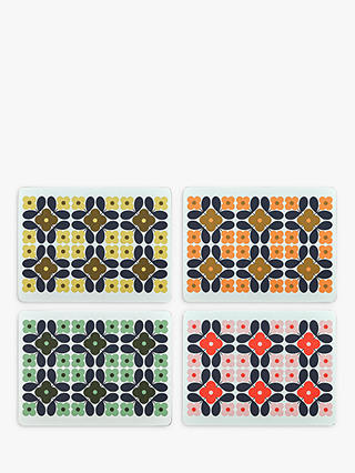 Orla Kiely Cork-Backed Flower Tile Placemats, Set of 4, Multi