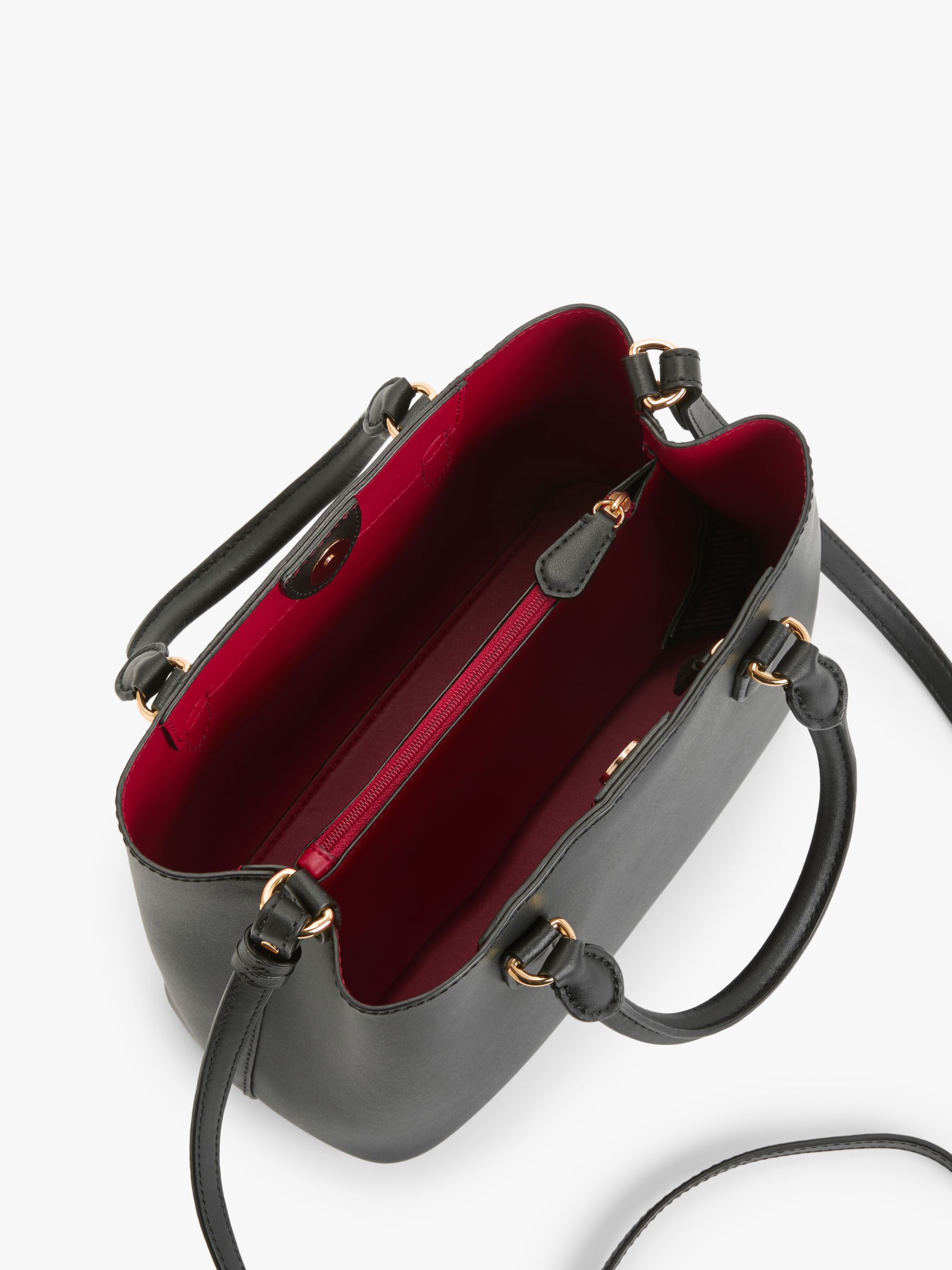 Lauren Ralph Lauren Marcy Leather Mini Satchel Bag, Black/Crimson at ...