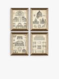 Vintage Architecture Framed Prints, Set of 4, 47 x 37cm, Black/White