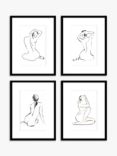 Jennifer Paxton Parker/Ethan Harper - Nude Study Framed Print & Mount, Set of 4, 42 x 32cm, Black/White