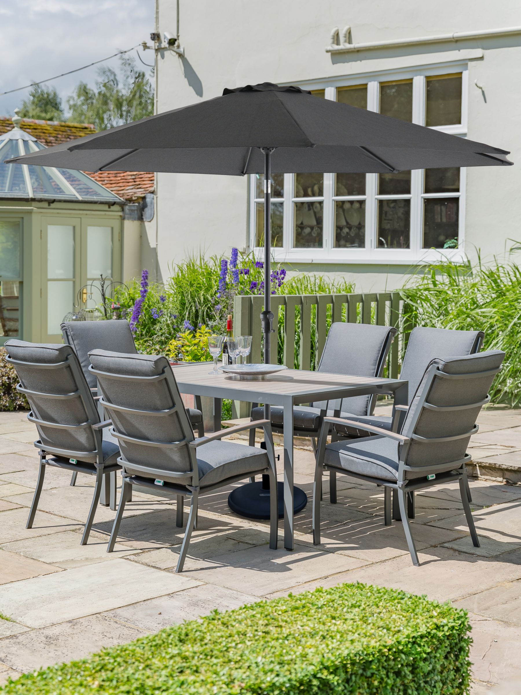 LG Outdoor Milano 6-Seat Wood-Effect Garden Dining Table & Armchairs