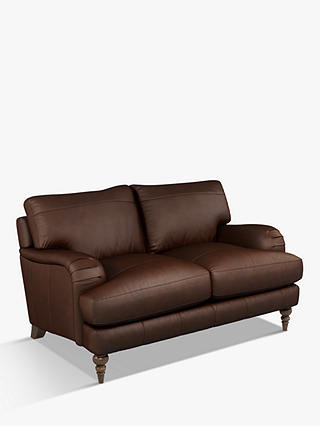 John Lewis & Partners Small 2 Seater Leather Sofa, Dark Leg