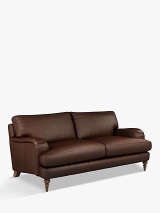 John Lewis & Partners Large 3 Seater Leather Sofa, Dark Leg
