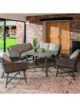 KETTLER LaMode 7 Seat Garden Lounging Corner Table and Chairs Set, Brown