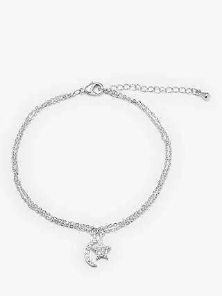 John Lewis & Partners Star and Moon Double Chain Bracelet, Silver