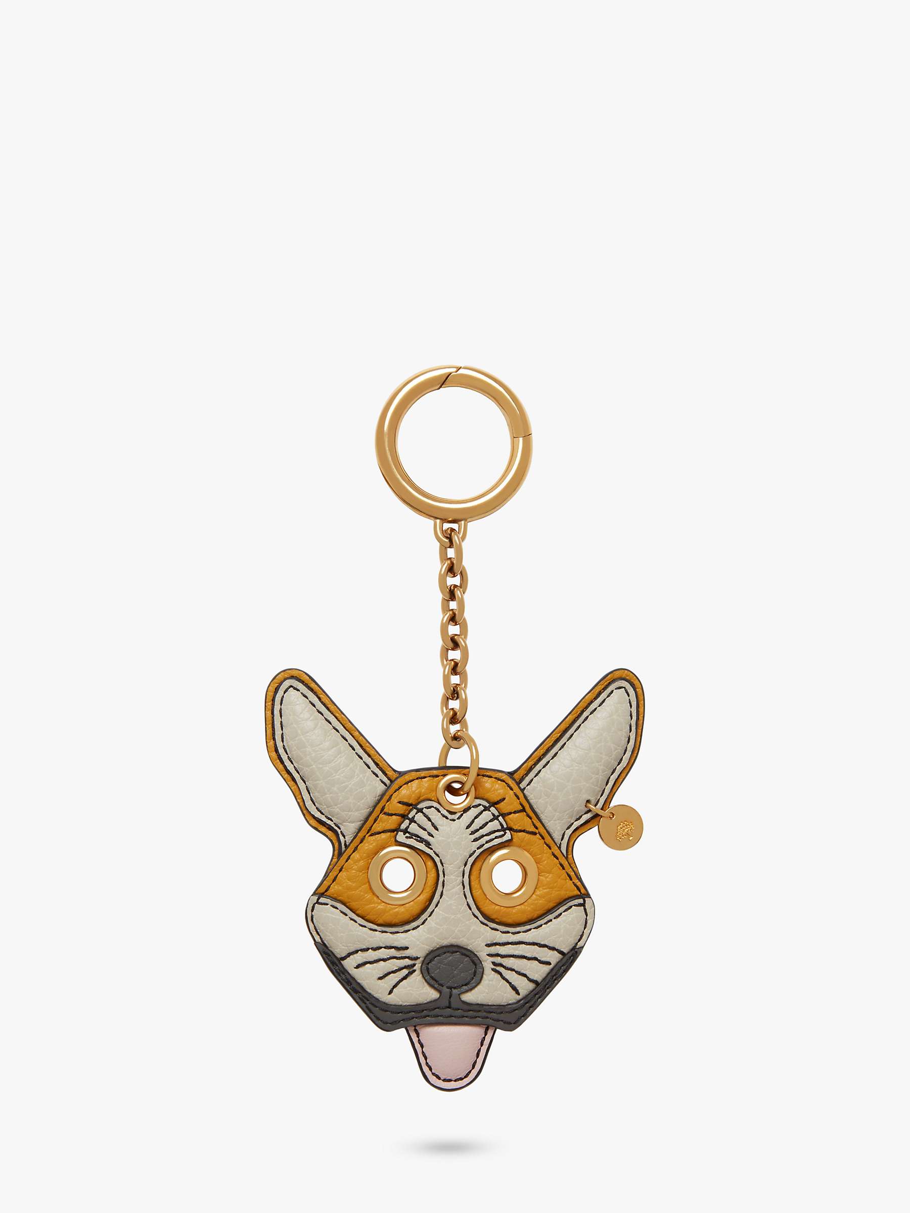 Buy Mulberry Small Classic Grain Leather Corgi Dog Keyring, Amber/Multi Online at johnlewis.com