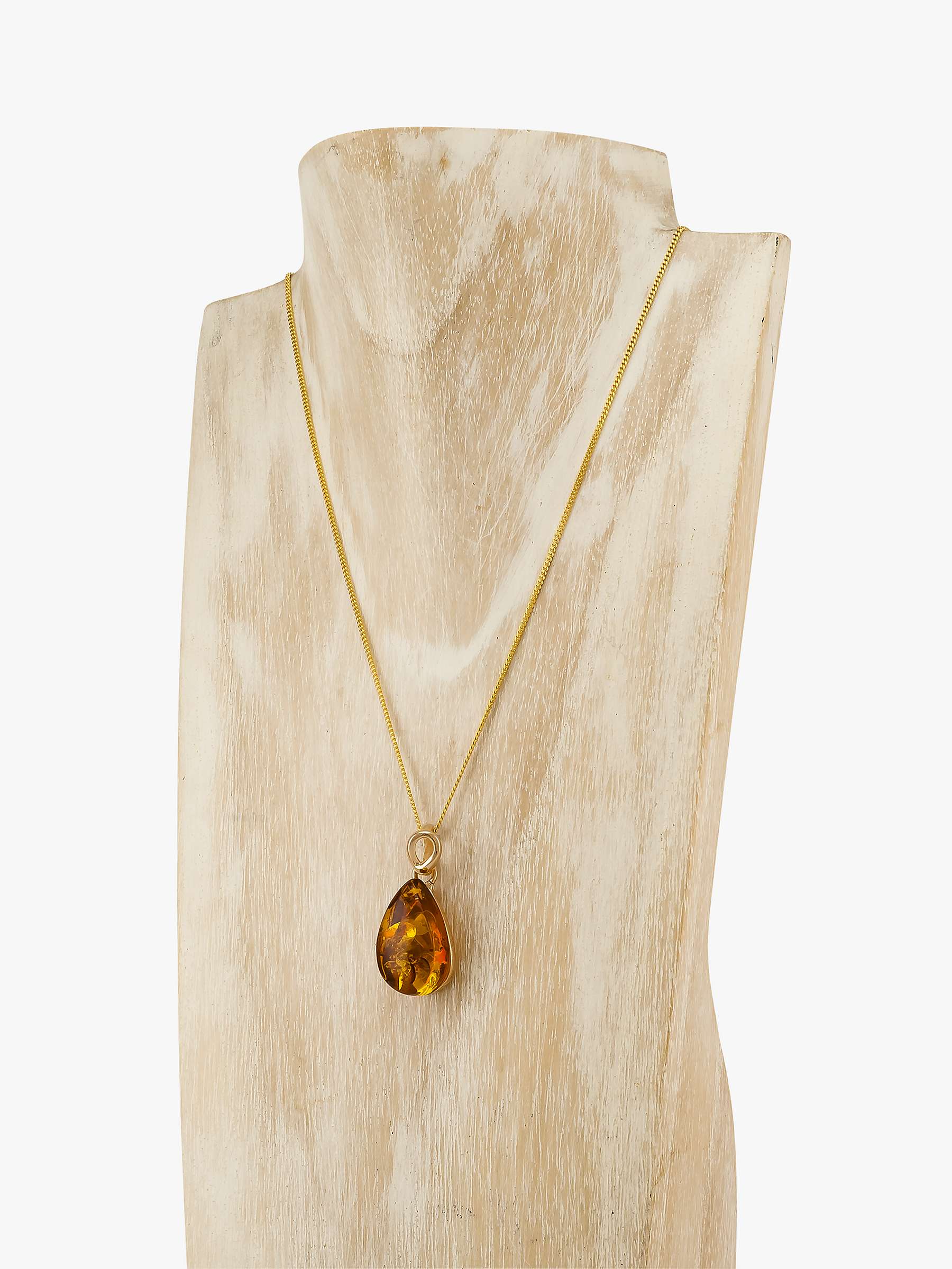 Buy Be-Jewelled Teardrop Amber Pendant Necklace, Gold/Cognac Online at johnlewis.com