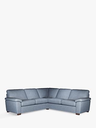John Lewis Camden 5+ Seater Leather Corner Sofa, Dark Leg