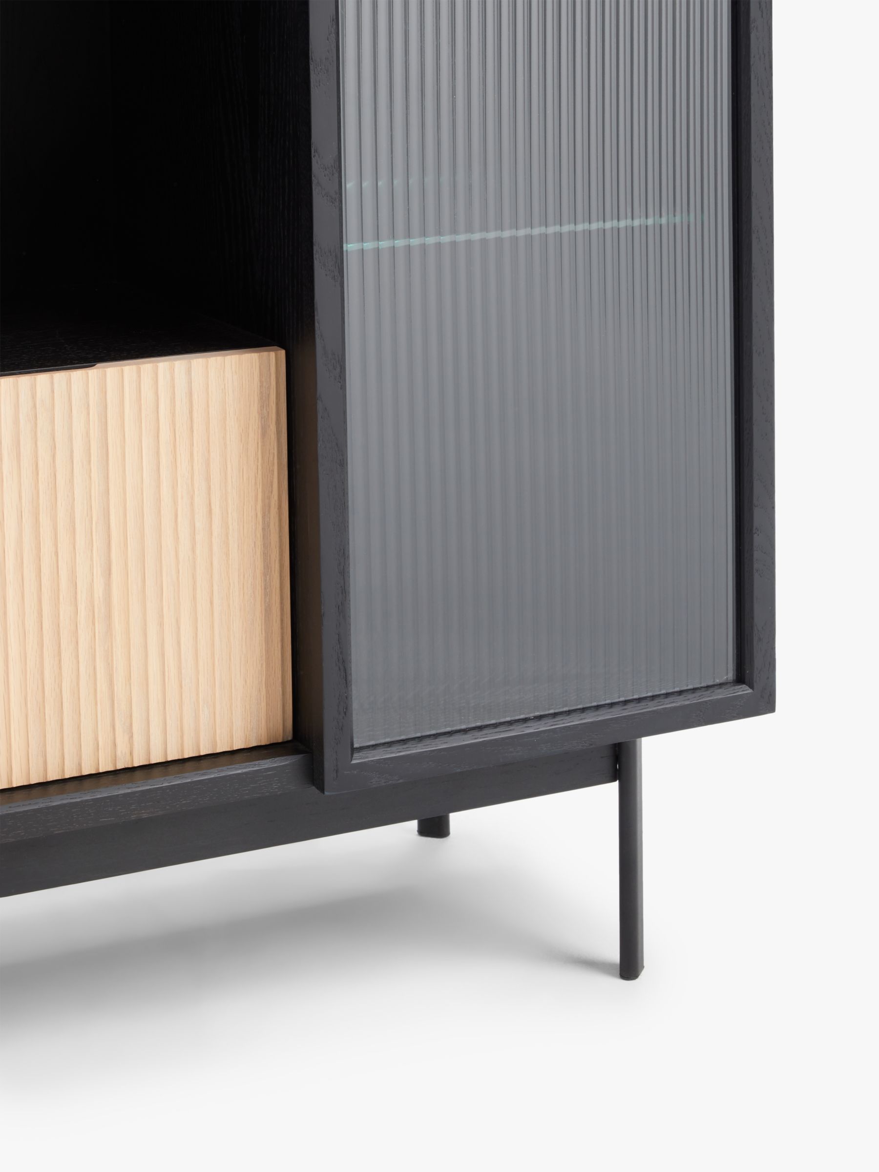 John Lewis Partners Fluted Glass Storage Cabinet Black At John Lewis Partners