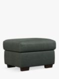 John Lewis Camden Leather Storage Footstool, Dark Leg, Sellvagio Green