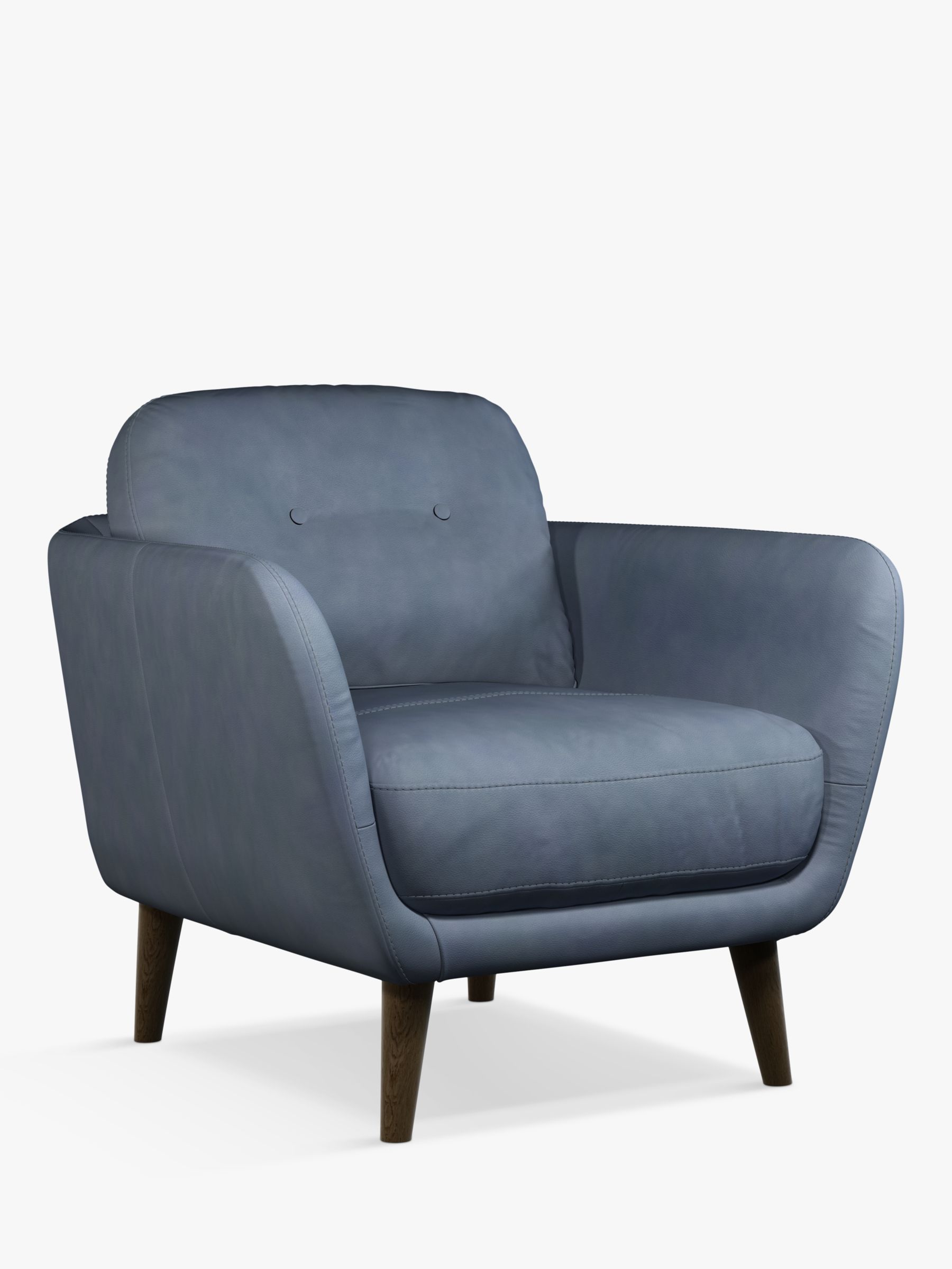 Arlo Range, John Lewis Arlo Leather Armchair, Dark Leg, Soft Touch Blue
