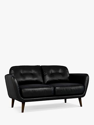 Arlo Range, John Lewis Arlo Small 2 Seater Leather Sofa, Dark Leg, Piccadilly Black