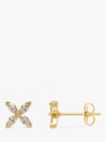 Estella Bartlett Cubic Zirconia Flower Stud Earrings, Gold