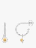 Estella Bartlett Wildflower Drop Hoop Earrings, Silver/Gold