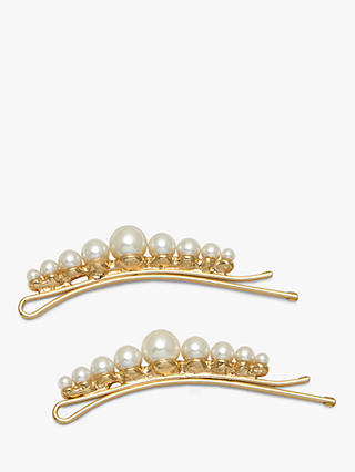 Estella Bartlett Pearl Hair Clips, Pack of 2, Natural Pearl
