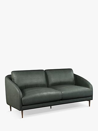 Cape Range, John Lewis & Partners Cape Large 3 Seater Leather Sofa, Dark Leg, Sellvagio Green