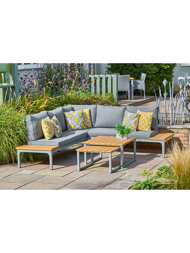 LG Outdoor Siena 5-Seat Modular Garden Lounging Nested Tables & Chairs Set, Grey