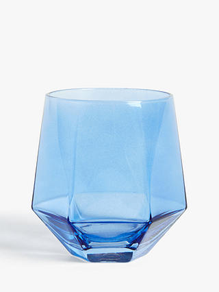 John Lewis & Partners Geometric Drinking Glass, 250ml, Blue