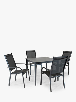 KETTLER Surf 4 Seat Garden Dining Table and Stacking Chairs Set, Grey