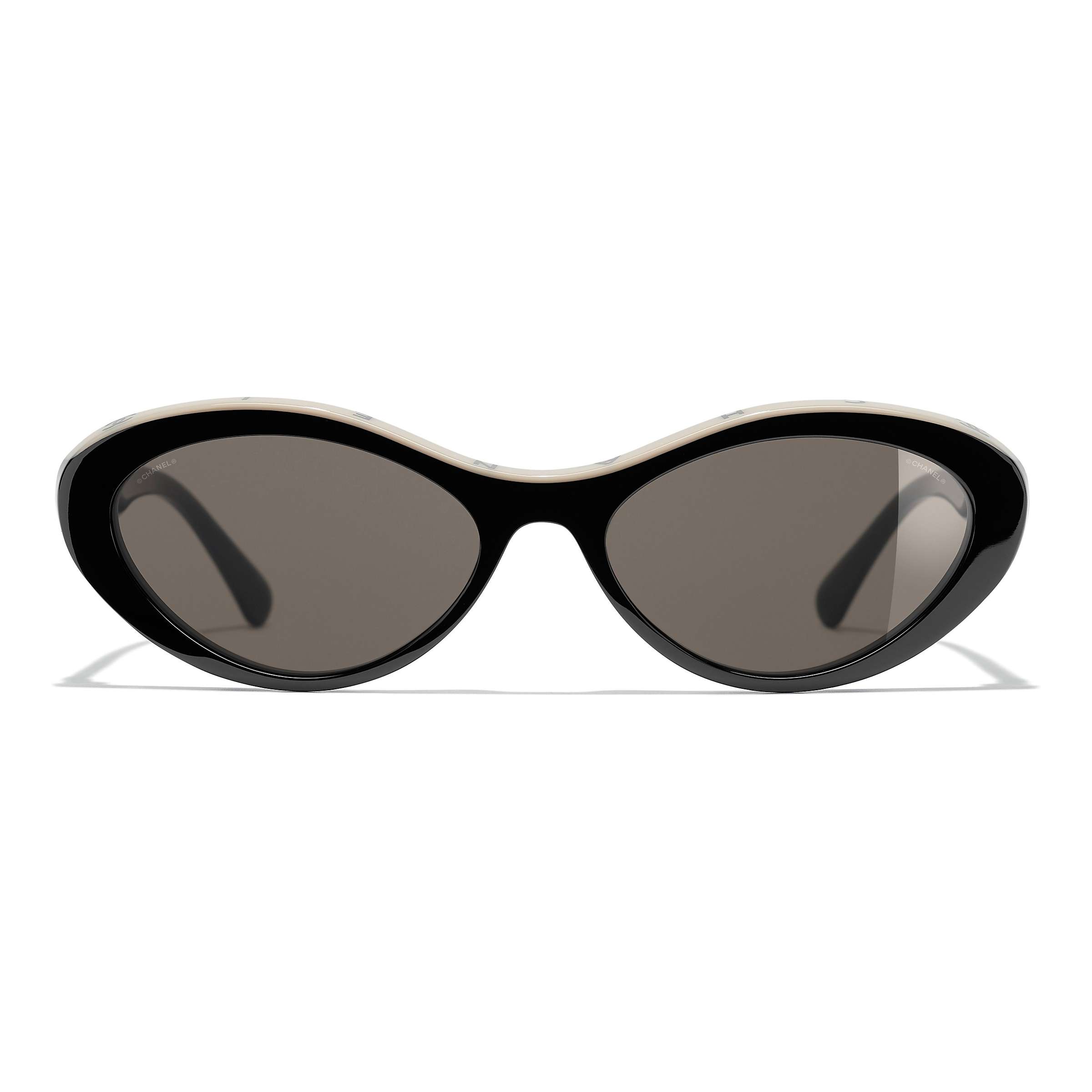 Buy CHANEL Oval Sunglasses CH5416 Black/Beige Online at johnlewis.com