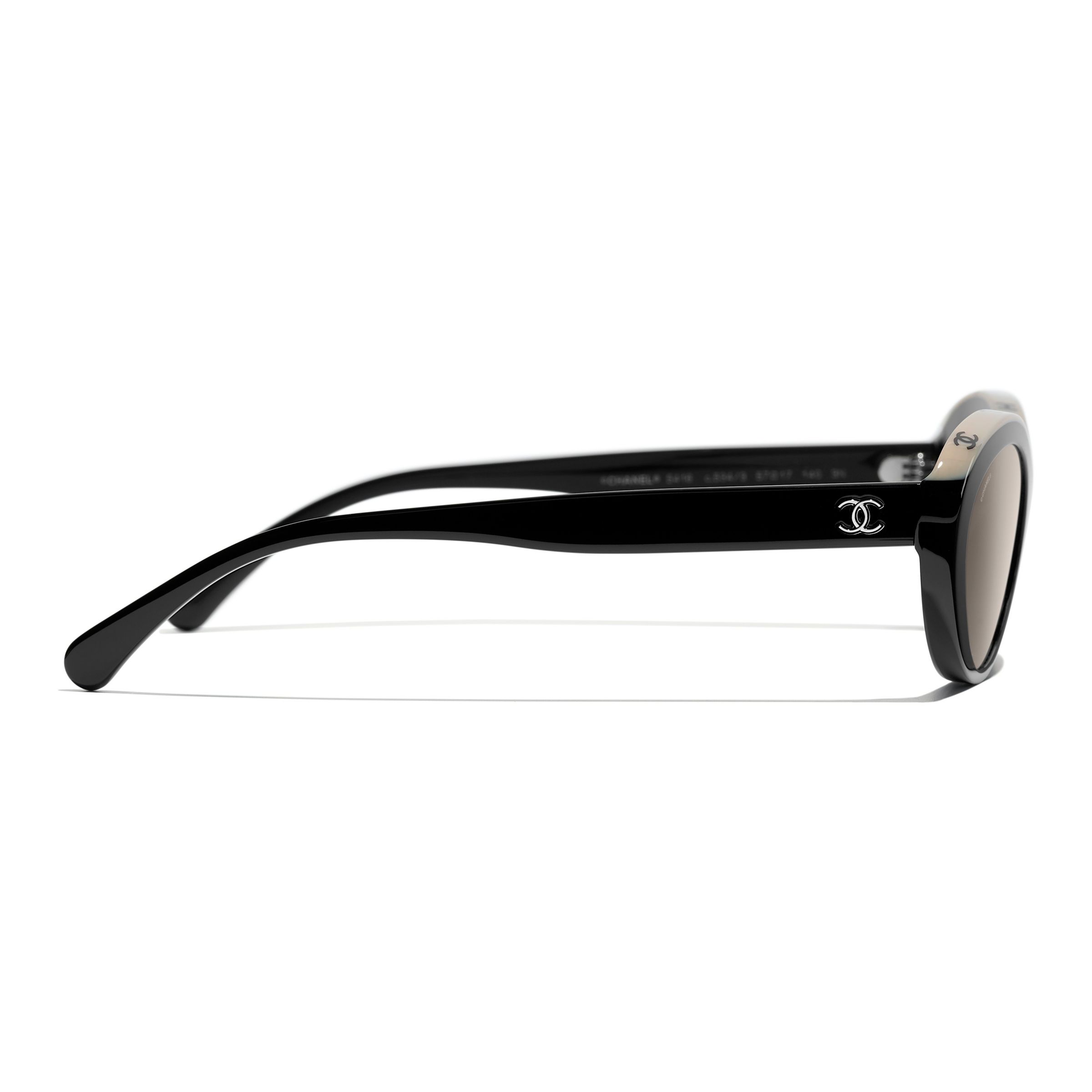 CHANEL Oval Sunglasses CH5416 Black/Beige at John Lewis & Partners