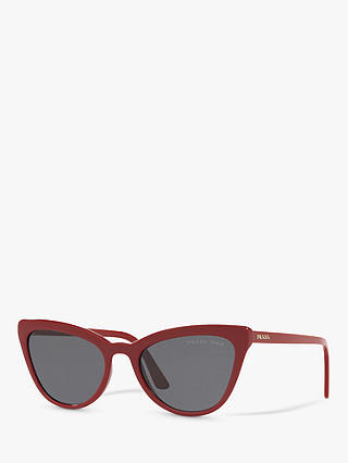Prada PR 01VS Women's Polarised Cat's Eye Sunglasses, Red/Grey