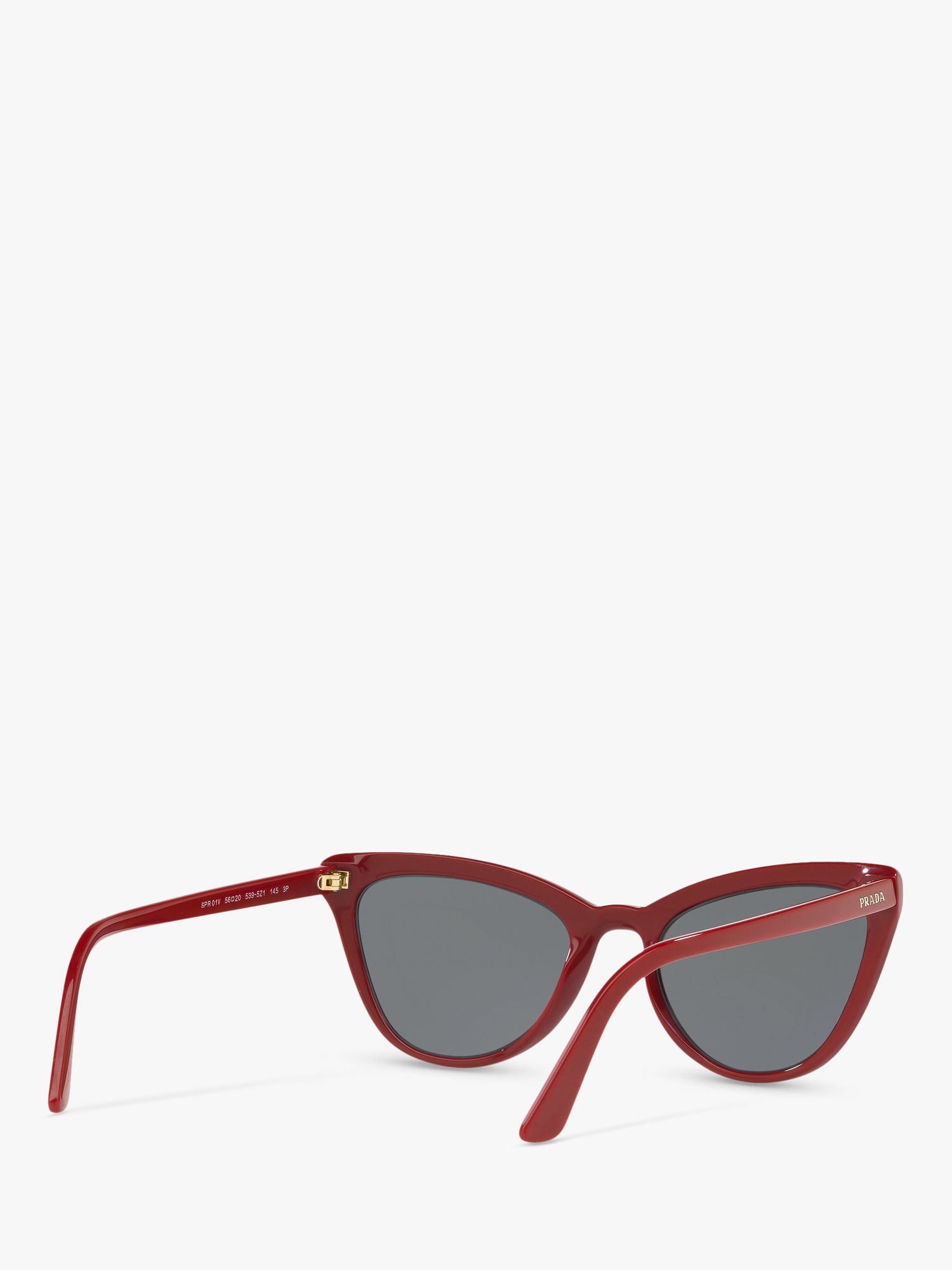 Prada PR 01VS Women's Polarised Cat's Eye Sunglasses, Red/Grey at John Lewis & Partners