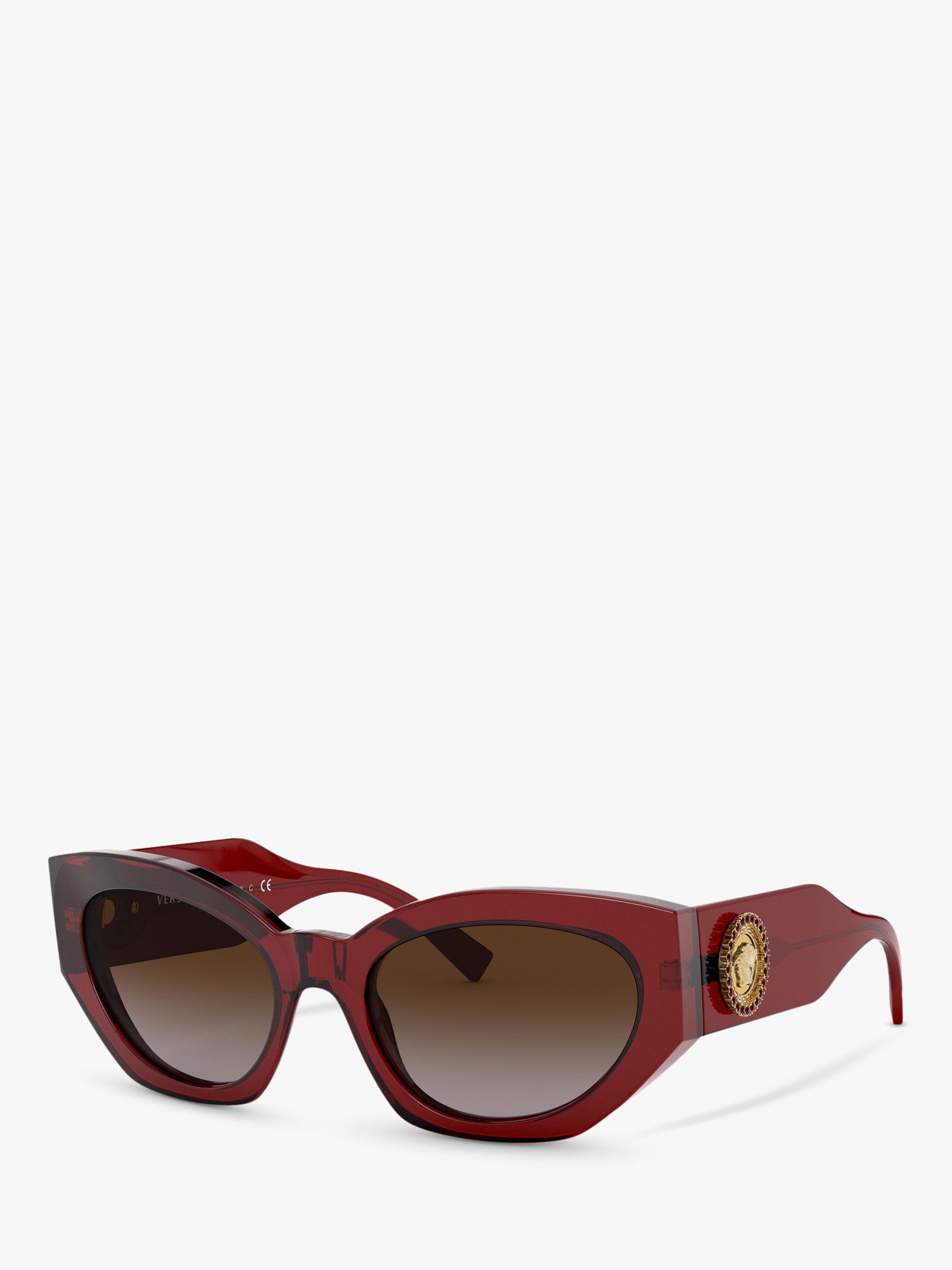 Versace Ve4376b Women S Irregular Sunglasses Burgundy Brown Gradient At John Lewis And Partners