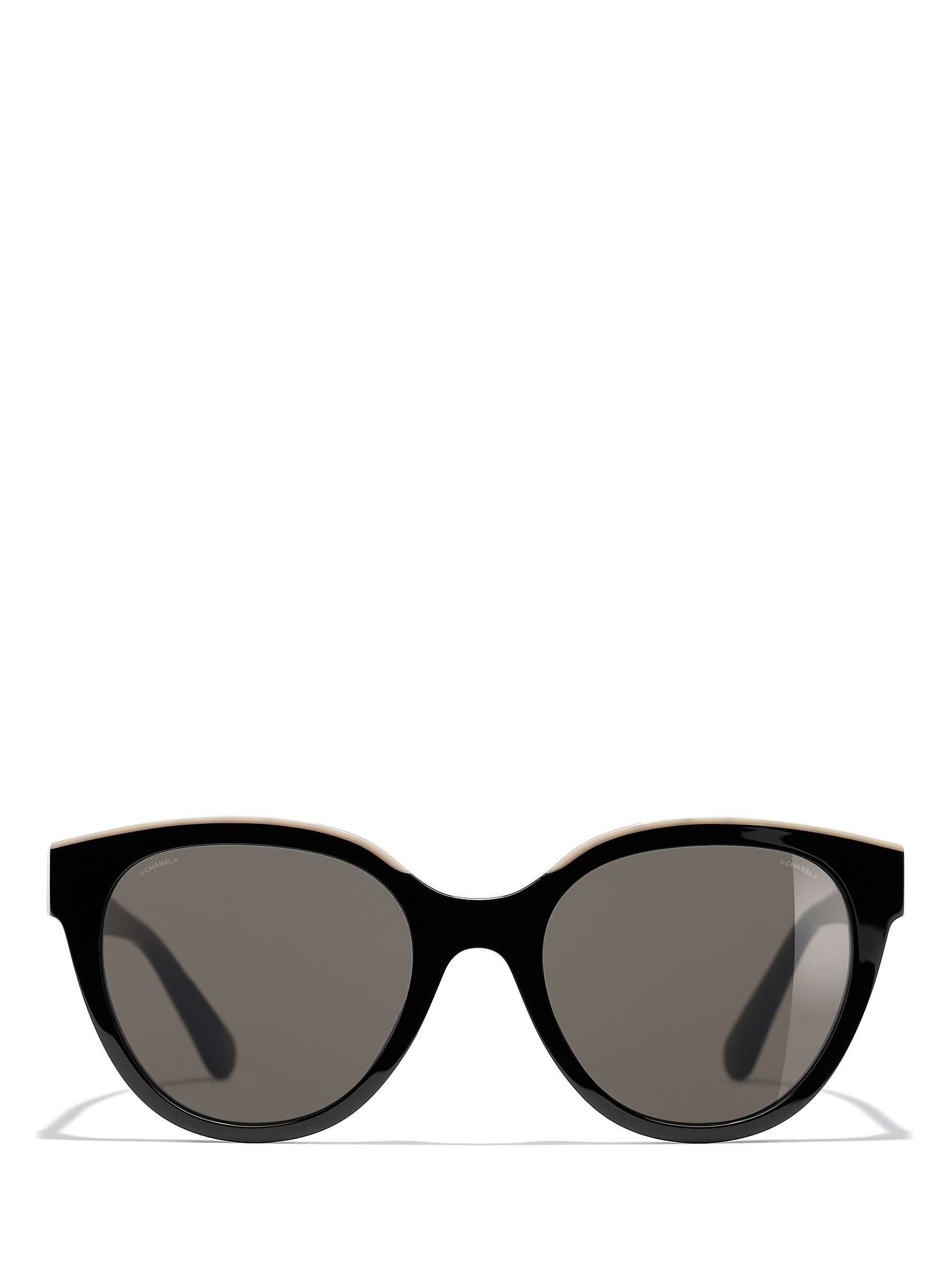 Buy CHANEL Oval Sunglasses CH5414 Black/Beige Online at johnlewis.com