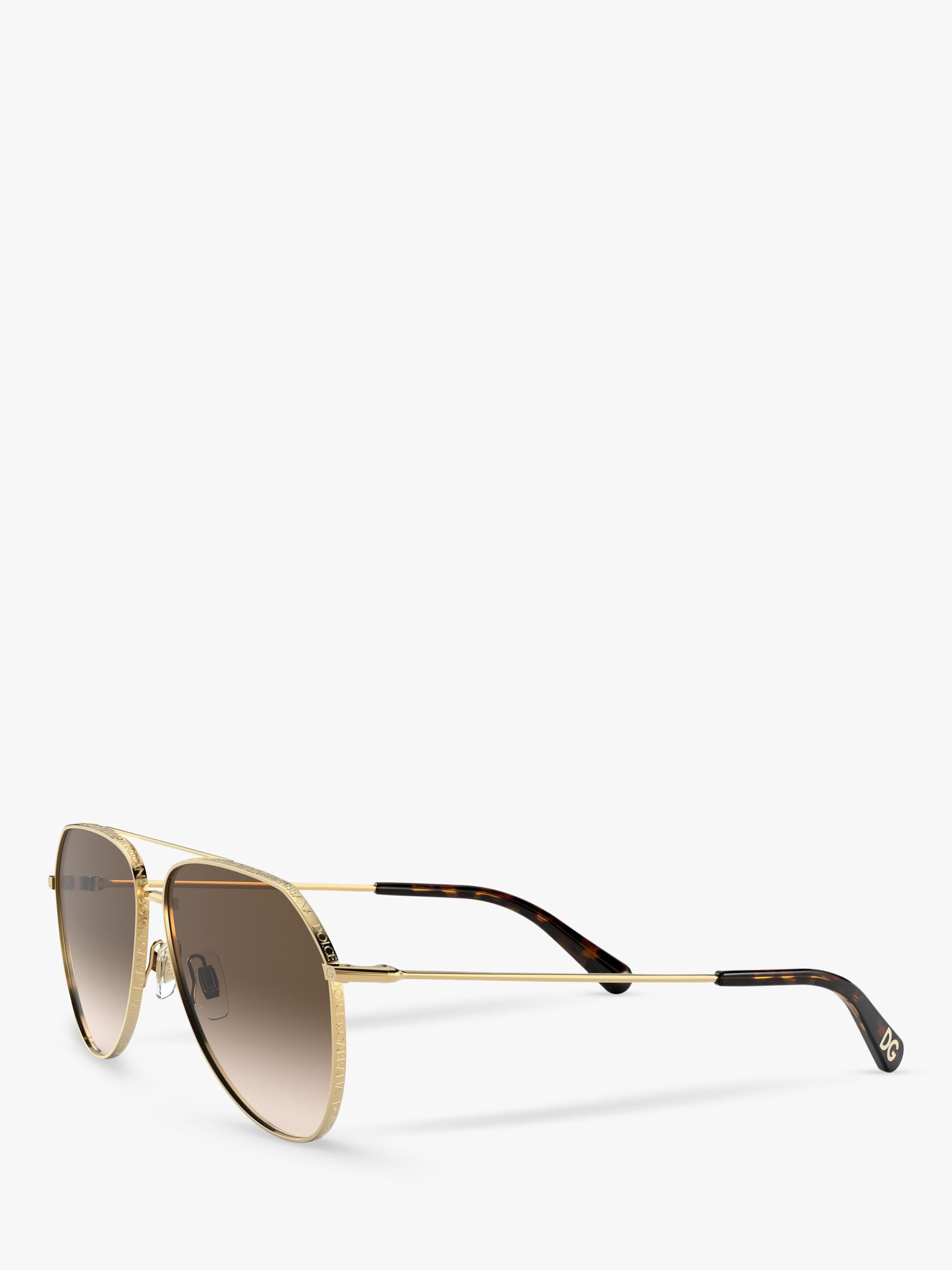 Dolce & Gabbana DG2244 Women's Aviator Sunglasses, Gold/Brown Gradient