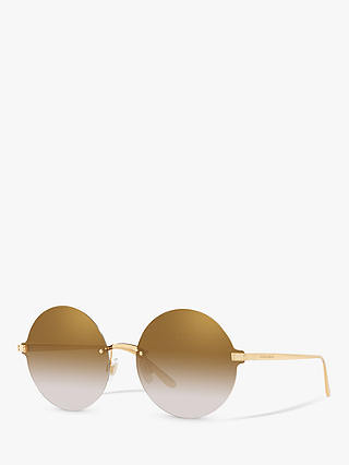Dolce & Gabbana DG2228 Women's Round Sunglasses, Gold/Mirrored Gold Gradient