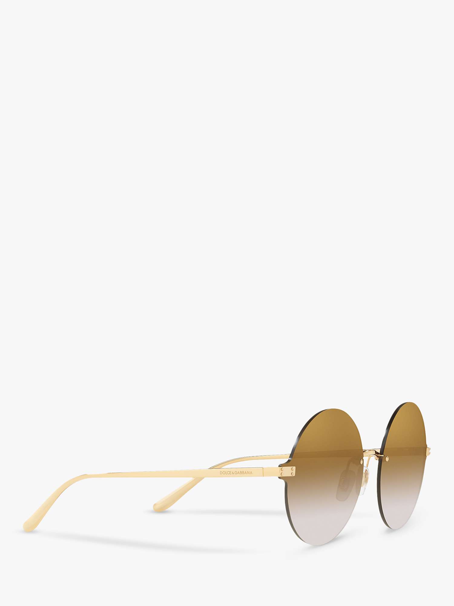 Buy Dolce & Gabbana DG2228 Women's Round Sunglasses, Gold/Mirrored Gold Gradient Online at johnlewis.com