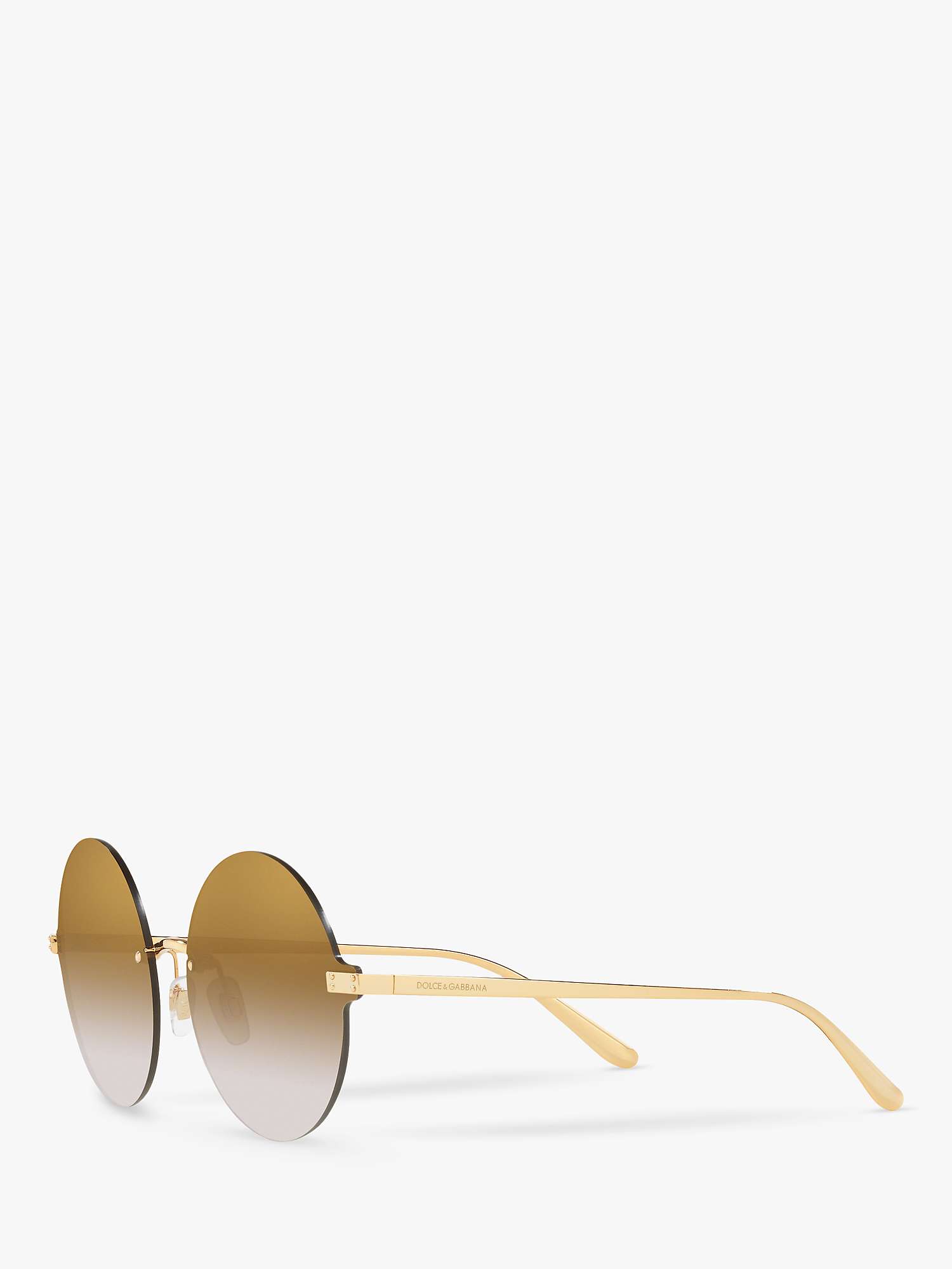 Buy Dolce & Gabbana DG2228 Women's Round Sunglasses, Gold/Mirrored Gold Gradient Online at johnlewis.com