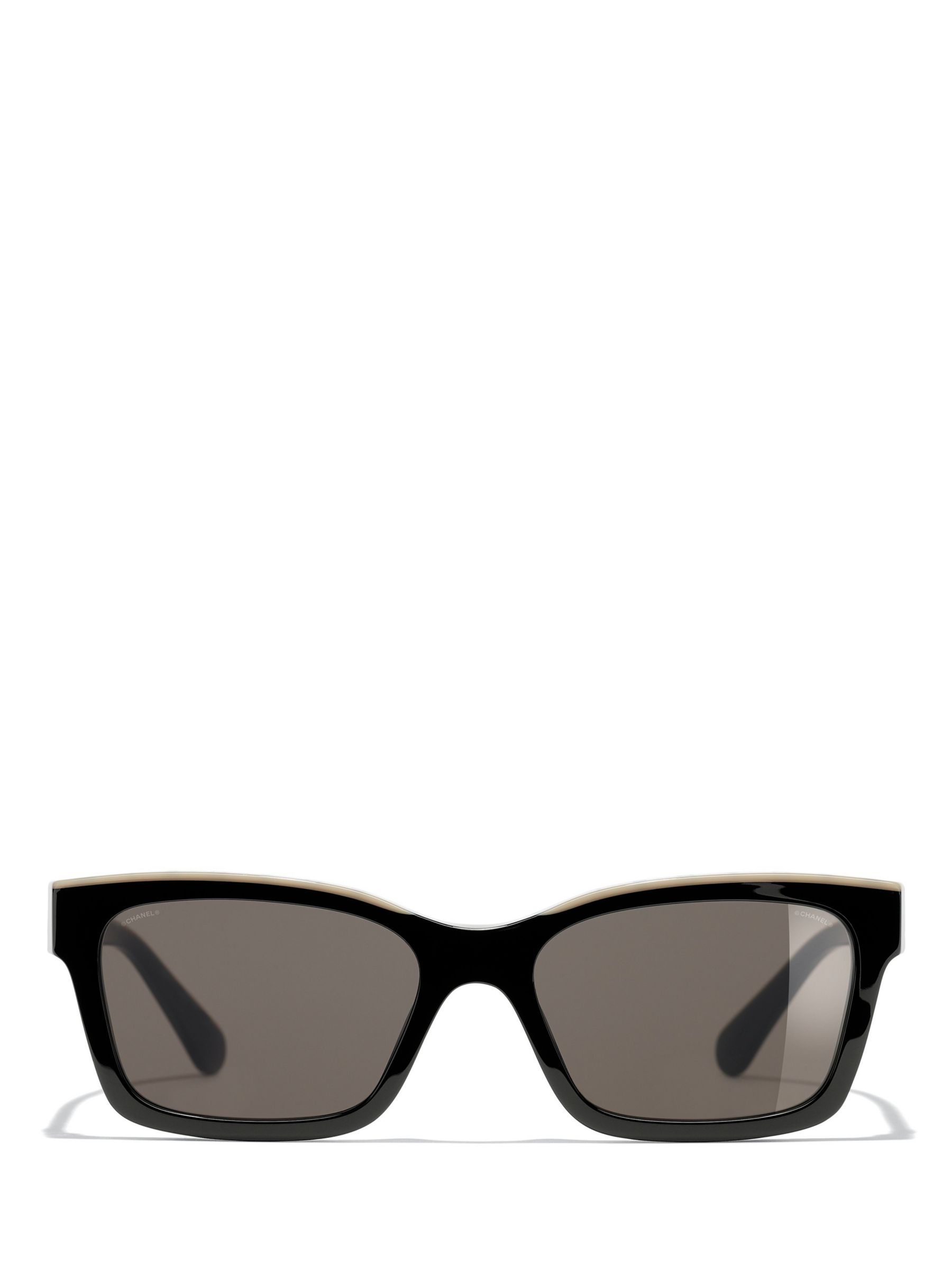 CHANEL Square Sunglasses CH5417 Black/Beige at John Lewis & Partners