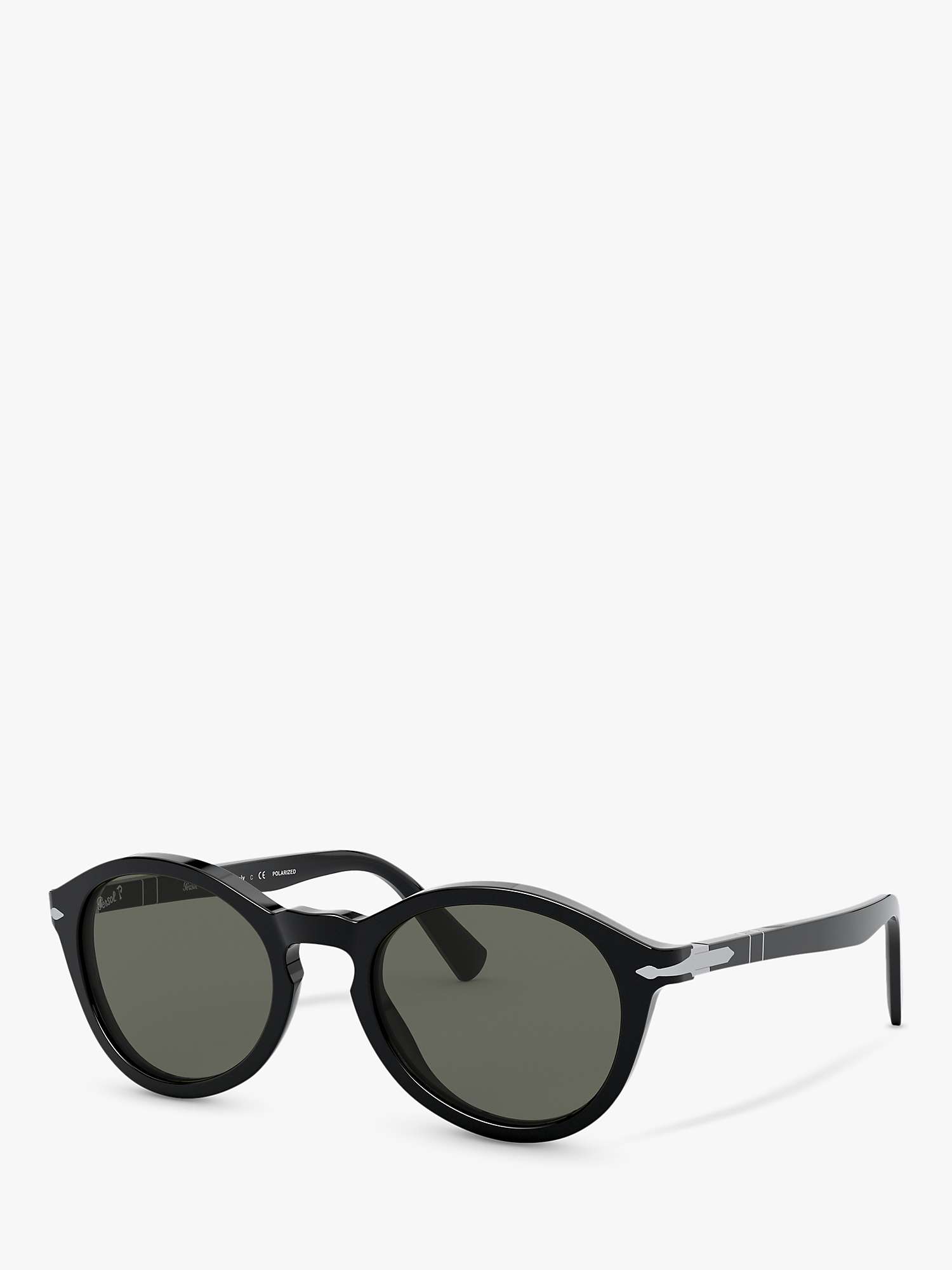 Persol PO3237S Unisex Polarised Oval Sunglasses, Black/Grey at John ...