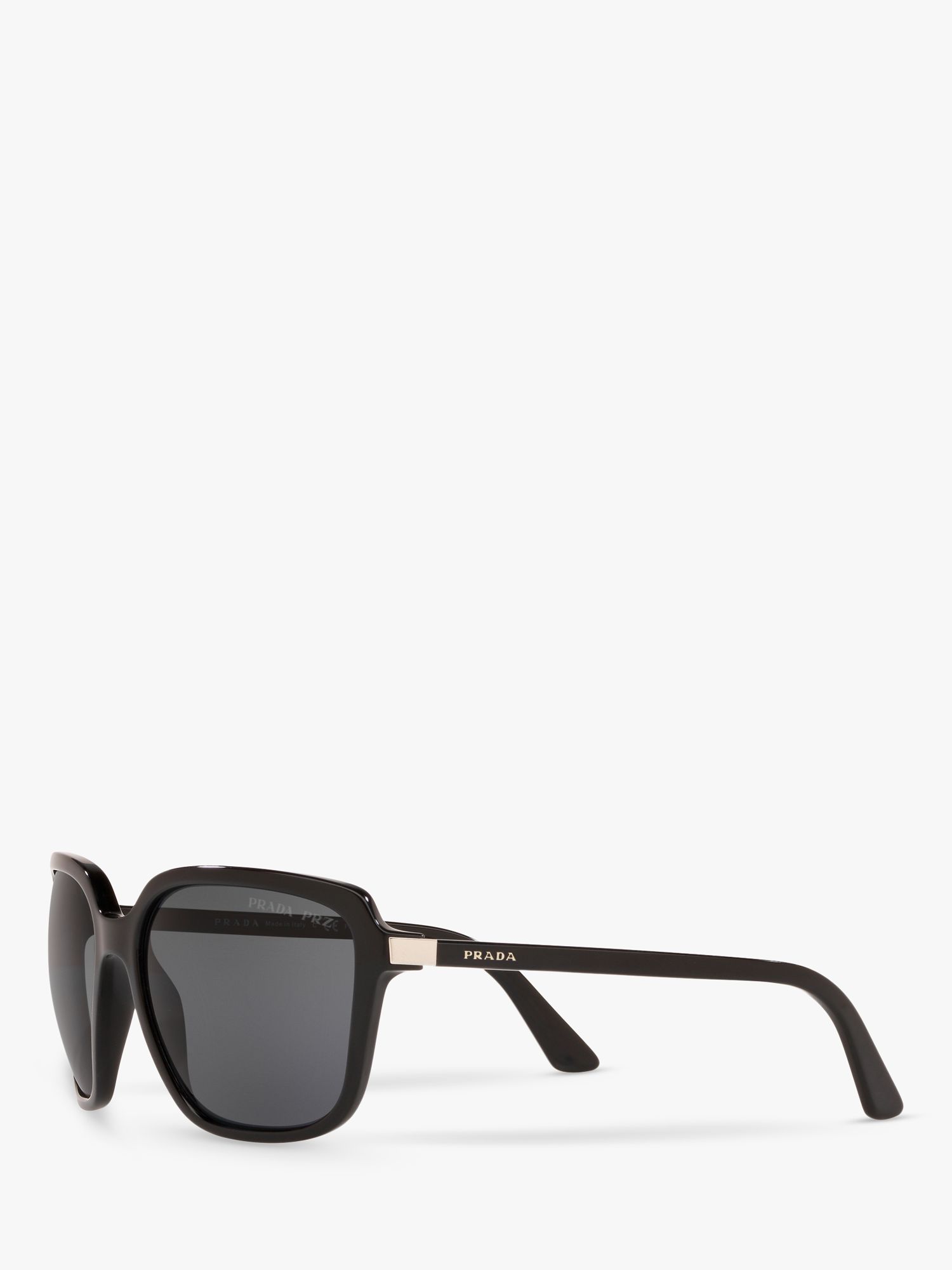 Prada PR 10VS Women's Heritage Polarised Square Sunglasses, Black/Grey