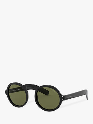 Giorgio Armani AR803M Men's Oval Sunglasses, Black/Green