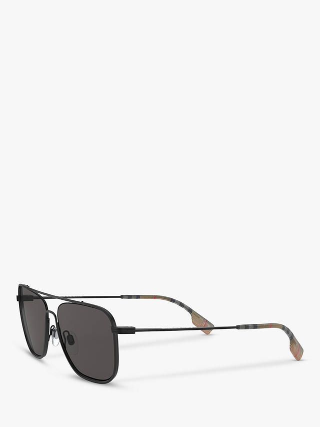 Burberry BE3112 Men's Square Sunglasses, Matte Black/Grey