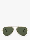 Ray-Ban RB8125 Unisex Aviator Sunglasses, Gold/Green