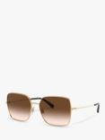 Dolce & Gabbana DG2242 Women's Square Sunglasses, Gold/Brown Gradient