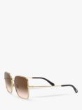Dolce & Gabbana DG2242 Women's Square Sunglasses, Gold/Brown Gradient