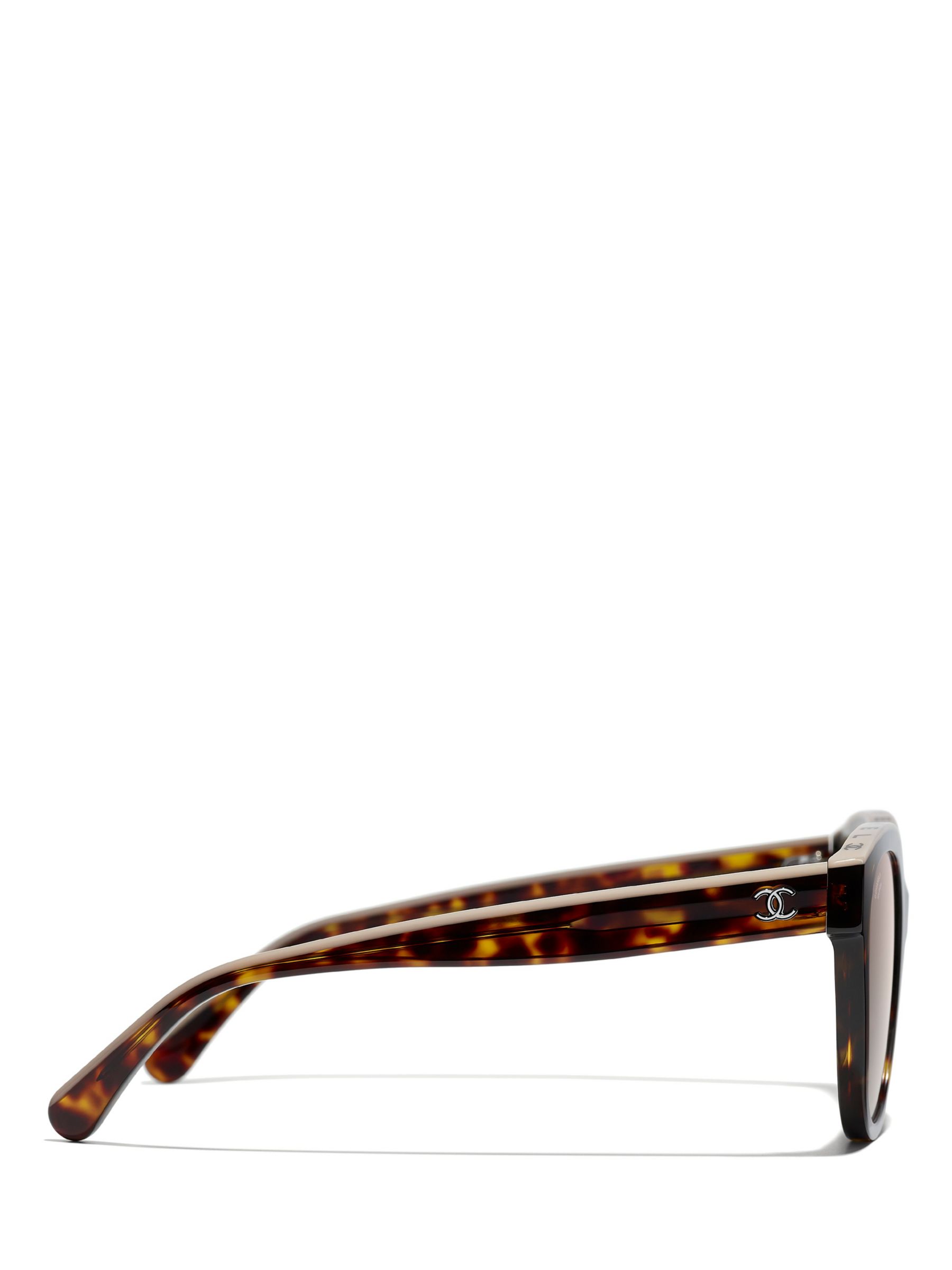 Buy CHANEL Oval Sunglasses CH5414 Dark Havana/Beige Online at johnlewis.com