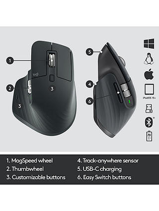 Logitech MX Master 3, Bluetooth Wireless Mouse, Black